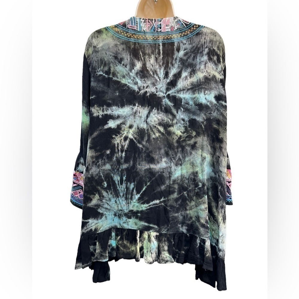 Caleoas Womens Blouse Top Embroidered Tie Dye Pop Over - Picture 7 of 7